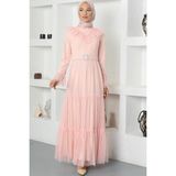 Amine Hüma Damla Elbise Pudra - 38