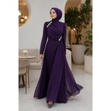 Amine Hüma Eflin Abiye Elbise Mürdüm - 38