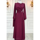 Amine Hüma Feza Abiye Elbise Bordo - 40