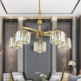 Amir 5 Kollu Eskitme Kristalli Taşlı Modern Tasarım Kristal Salon Avize eskitme
