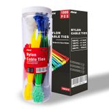 AMM Kablo Fermuar Bağları (1000 Paket), Uzunluklar plastik saklama kavanozu ile birlikte 10 cm, 15 cm, 20 cm ve 25 cm, İç ve Dış Mekan için Kendinden Kilitlemeli Naylon Fermuar Bağları içerir