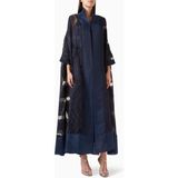 Ammaniyas Modern Organza Abaya ile Şıklığı ve Konforu Yakalayın Naif Boncuk Işlemeli Tasarım - Mavi - 52