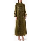 Ammaniyas Şık Dantel Abaya Bead ve Sıralı Payet Detaylarıyla Konfor ve Zarafet Sunar - Yeşil - 56