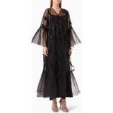 Ammaniyas Şık Organza Abaya Ile Parlak Payet Detayları ve Sheila Hediye Kendi Tarzınızı Yansıtın - Siyah - 58