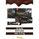 Ammar Bitter Çikolata %25 Kakao'lu, Glutensiz, '4.2 Kg' (12 Kutu = 600 Adet) Kahve Yanı, Ikramlık - 4,2 kg