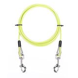 AMOFY 15 ft Köpek Bağlama Kablosu - Küçük ila Orta Boy Evcil Hayvanlar için PVC Kaplamalı Galvanizli Çelik Tel Halat 36 kg (4,6 m, Sarı Yeşil)