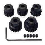 AMOGOT Metal Çelik 48P Pinyon Dişli 18T 19T 20T 21T 22T 3,175 mm Şaft Motor Dişlisi Seti, 1/10 RC Fırçasız Fırça Motoru RC Yükseltme Parçası için Altıgen Anahtarlı
