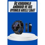 Amoled Ekran Akıllı Saat Üç Kordonlu Ios Android Uyumlu - Çok Renkli - 35 - 48 mm