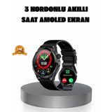 Amoled Ekranlı Smartwatch 3 Kordonlu, Kalp Atış & Uyku Takipli Akıllı Saat