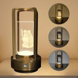 AMOMKET 3D Panda Desenli Projeksiyonlu Taşınabilir Akülü Masa Lambası, Masa Lambası Komidin Lambaları Benzersiz Ortam Işığı Ruh Aydınlatması, 3 Renk Şarj Edilebilir Dokunmatik Kontrollü Kablosuz LED