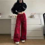 Amor Face Özel Tasarım Minik Hello Kittyler Baskılı Şardonlu Kışlık Düz Paça Kadın Baggy Eşofman Altı - 2XS - Bordo