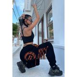 Amor Faceözel Tasarım Bling Gırls Baskılı Şardonlu Kışlık Hip Hop Sokak Modası Kadın Eşofman Altı - XL - Siyah