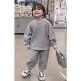 Amor Man Bisiklet Yaka Soft Düz Renk % 100 Pamuk 3 Iplik Oversize Kız Çocuk Eşofman Takımı - 9 Yaş - Gri