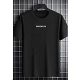 Amor Man Büyük Beden Özel Tasarım Brooklyn Baskılı %100 Pamuk Yeni Sezon Battal Erkek T-Shırt - Siyah - 3XL