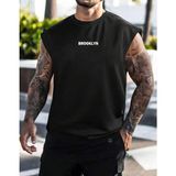 Amor Man Büyük Beden Özel Tasarım Brooklyn Baskılı Pamuk Kolsuz Erkek Battal T-Shırt - Siyah - 2XL
