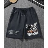Amor Man Büyük Beden Özel Tasarım Hypnotıze Sanatsal Baskılı Pamuk Modern Battal Erkek Bermuda Şort - 13XL - Siyah