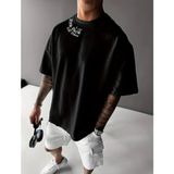 Amor Man Büyük Beden Özel Tasarım New York Cıty Baskılı Oversize Sokak Modası Erkek Battal T-Shırt - Siyah - 5XL