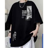 Amor Man Büyük Beden Özel Tasarım Özgürlük Heykeli New York Baskılı Pamuk Battal Erkek T-Shırt - Siyah - 2XL