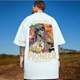 Amor Man Büyük Beden Özel Tasarım Pıoner Sırt Baskılı Ter Tutmayan Sokak Modası Battal Erkek T-Shirt - Beyaz - 8XL