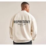 Amor Man Büyük Beden Özel Tasarım Represent Sırt Baskılı 3 Iplik Oversize ErkekSweatshirt - 7XL - Beyaz