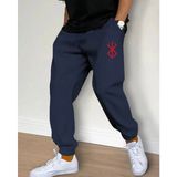 Amor Man Büyük Beden Özel Tasarım Sembol Baskılı 3 Iplik Japon Stil Kışlık Erkek Eşofman Altı - 13XL - Lacivert