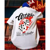 Amor Man Büyük Beden Özel Tasarım Zar Baskılı Battal Ter Tutmaz Erkek Yazlık T-Shirt - Beyaz - 10XL
