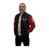 Amor Man Kolej Yaka Chıcago Bulls Baskılı 4 Iplik Çok Kalın Tam Kışlık Pamuk Yeni Trend Erkek Günlük Mont - Kırmızı - Siyah - 2XL