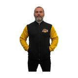 Amor Man Kolej Yaka Los Angeles Lakers Baskılı 4 Iplik Çok Kalın Pamuk Yeni Trend Erkek Günlük Mont - Siyah - Sarı - 2XL