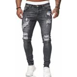 Amor Man Özel Tasarım Çoklu Yırtık Detaylı Likralı Slim Fit Yazlık Slim Fit Marjinal Erkek Jeans Kot Pantolon - 31 - Gri