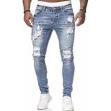 Amor Man Özel Tasarım Çoklu Yırtık Detaylı Likralı Yazlık 5 Cep Marjinal Sexy Erkek Jeans Kot Pantolon - 34 - Açık Mavi