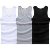Amor Man Özel Tasarım Düz Renk Ultra Rahat Slim Fit Kolsuz Gym 3 Lü Erkek Atlet T-Shırt - XL - Beyaz - Siyah - Gri