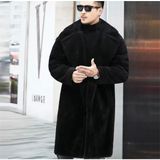 Amor Man Özel Tasarım Twill Astarlı %100 Yün Peluş Şık Business Erkek Luxury Uzun Kaban - Siyah