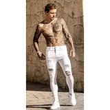 Amor Man Sıralı Yırtık Detaylı 5 Cep Likralı Sokak Stili Marjinal Slim Fit Erkek Jeans Kot Pantolon - 31 - Beyaz