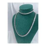 Amora Perla Jewelry 5 mm Su Yolu Kolye Bileklik Set 925 Ayar Gümüş Zirkon Taşlı Rodaj Kaplama Tennis Takı Seti