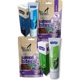 Amore Biyotin Malt Paste 100 ml Multivitamin Malt Cat Salmon Bites 2 x 60 gr Taneli Somonlu Kedi Ödülü - 2x100ml + 2x60gr SalmonBites