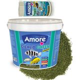 Amore Cichlid Green 3 Kg Kova + Veggie Garlic Pro Chips 250Ml Kutu Akvaryum Balik Yemi