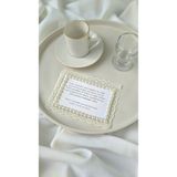 A'more Design Damat Kahvesi İçin Tasarım Kart Notluk, Dantel ve İnci Süslemeli Not Kartı