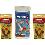 Amore Goldy Mix Granules 1000ML Bağışıklık Desteği Japon Balık Yemi ve Ahm Koi Goldfish Pellet 2X100G