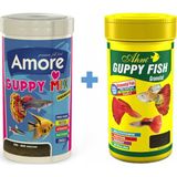 Amore Guppy Mix Granules 250ML + Ahm Guppy Granulat 250ML Lepistes Moli Kılıç Melek Tetra Balık Yemi
