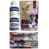 Amore Kopek Biyotin Tuy Dokum Tableti 2X72li Extra, 3Lu Dog-Beef-Sticks, 80Gr Salmon-Cubes Odul Mamasi