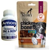 Amore Kopek Cinko Biyotin Tableti 72Li Tuy Dokumu, New Story Chicken Bones 80Gr Odul Mamasi