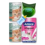 AMORE Lifeguard 240gr Yavru Kedi Süt Tozu, Daisy Kitten Konserve, Biberon, Mama Kabı Set