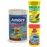 Amore Malawi Cichlid Mix 1000Ml, Ahm Ciklet Green 250Ml,Probon Red Colour 250Ml Kutu Balik Yemi