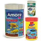 Amore Malawi Cichlid Mix 1000Ml, Probon Red Colour 250Ml, Pure Algae Veggie 100Ml Kutu Balik Yemi