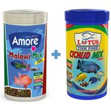 Amore Malawi Mix Chips 1000Ml Ve Lotus Cichlid Mix 1000Ml Kutu Balik Yemi