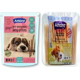 Amore Sığır Etli Sebzeli 16LI Köpek Ödül Çubuğu Beef-Meat Dog Sticks, 72LI Burgu Köpek Ödülü Crazy-Sticks
