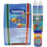 Amore Tetra-Melek-Lepistes-Moli 5Li Balik Yemi Seti,Tropical Mix 460Gr,Guppy 250,Micron Yavru