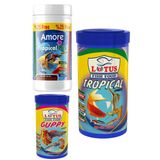 Amore Tropical Mix Selection 125Ml, Lotus Tropikal 250Ml, Guppy Granul 100Ml Balik Yemi Set