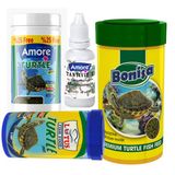 Amore Turtle Green Sticks 125+250+100 ml Bonisa Lotus Su Kaplumbağası Yemi ve Vitamin Seti