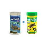 Amore Turtle Sticks 250ML + Ahm Turtle 250ML Vitamin Kalsiyum Mineral Plus Sürüngen ve Kaplumbağa Yemi